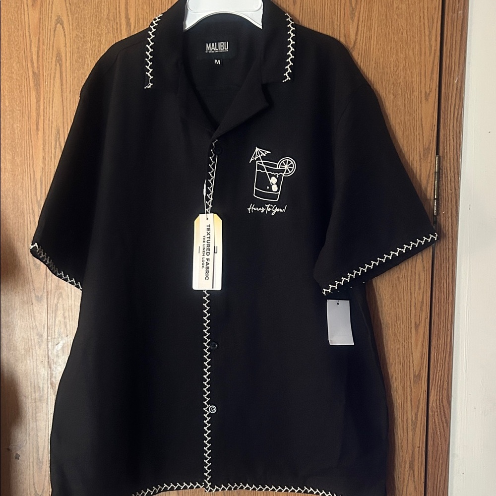 Men black Malibu button down shirt